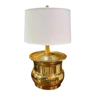 Mid 20th Century Brass Lamp, Signed, Ginger Jar Form For Sale
