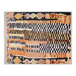 Moroccan Hand Knotted Wool Rug, 9'4''x12'1'' For Sale