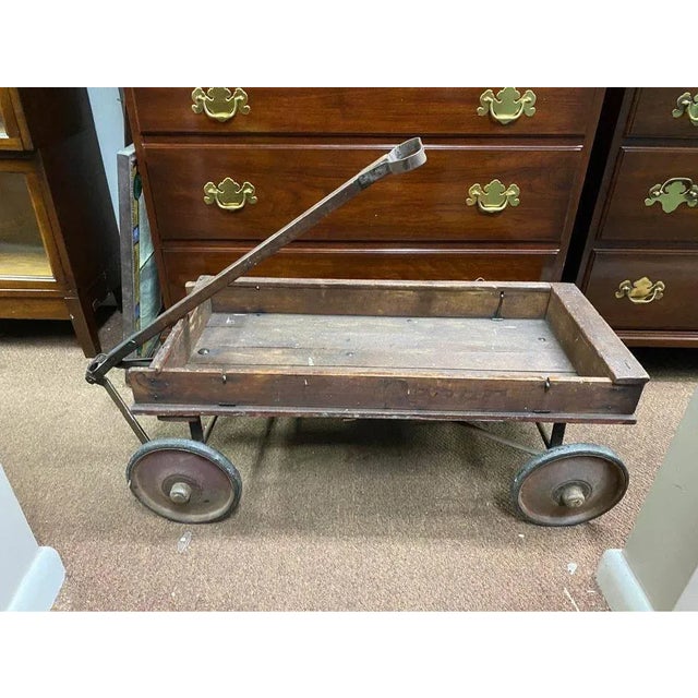 Antique Jitney Wood Wagon Pull Toy, Original item to make your decor. Early 20th century. Antique furniture . Approximate...