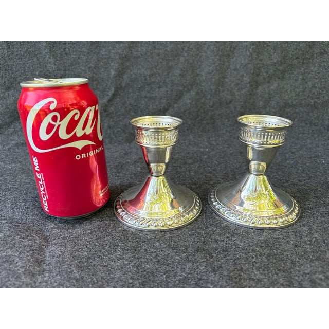 Vintage Sterling Silver Weighted Duchin Candlesticks a Pair For Sale - Image 12 of 16