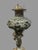Vintage Embossed Metal Parlor Table Lamp with Figural Cherub Cupid Base In good condition showing some typical age-...