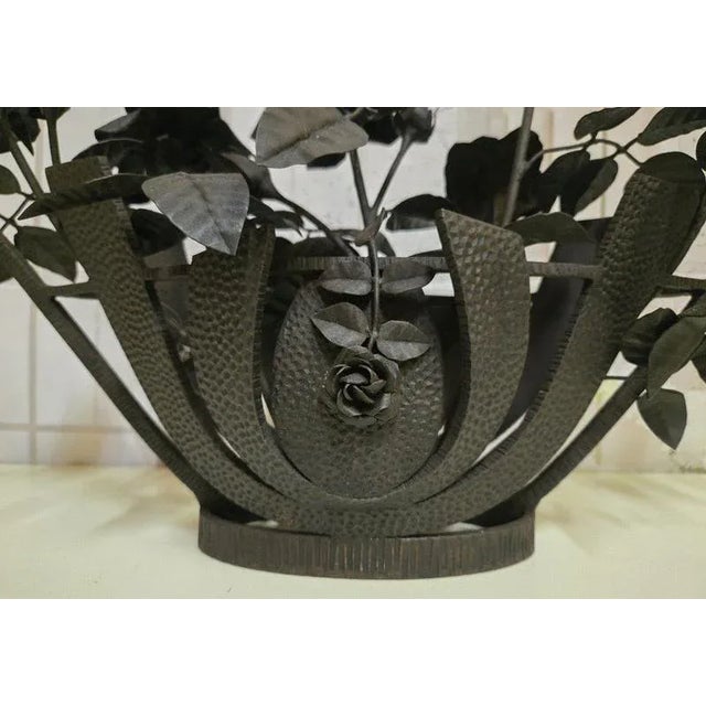 Basket of Roses in Hammered Iron For Sale - Image 4 of 6