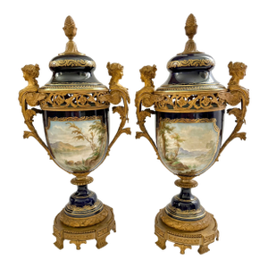 Pair of 19th Century French Sèvres Porcelain Potpourri Urns