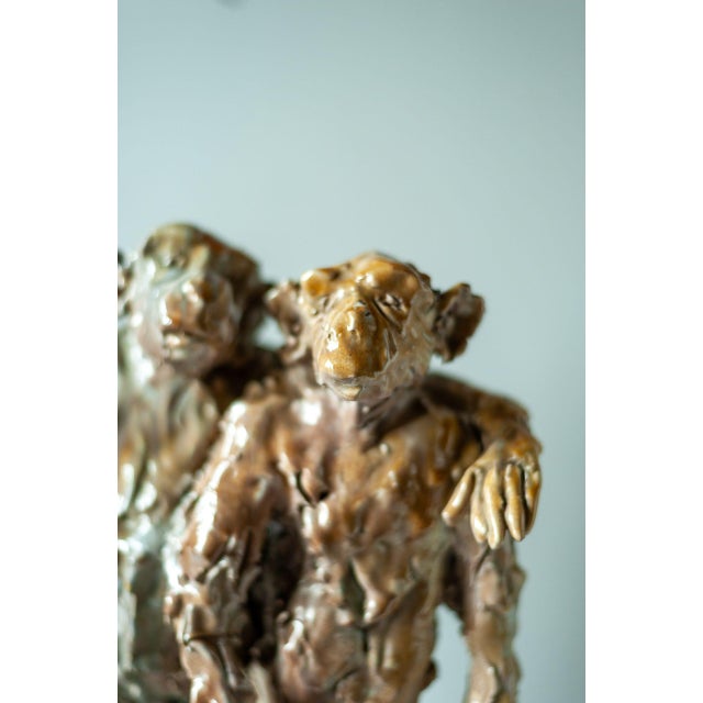 Tan Figurative Sculpture, 1950s, Glazed Ceramic For Sale - Image 8 of 11