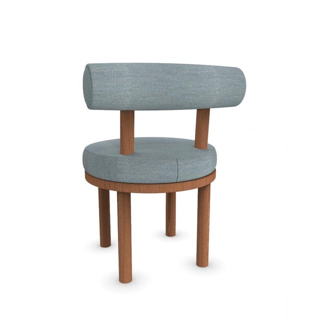 Moca Chair in Tricot Light Seafoam Fabric and Smoked Oak by Studio Rig for Collector For Sale - Image 4 of 6