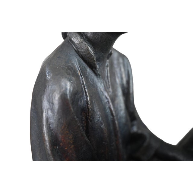 Felipe Castañeda Signed Bronze Sculpture "Dos Mujeres" Two Seated Women, 1982 For Sale - Image 4 of 8