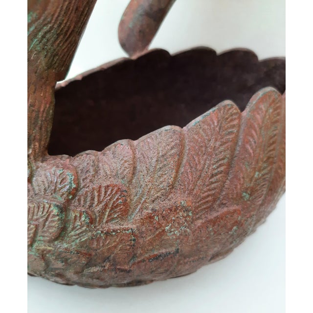 Metal Vintage Bronzed Metal Swan Planter For Sale - Image 7 of 11