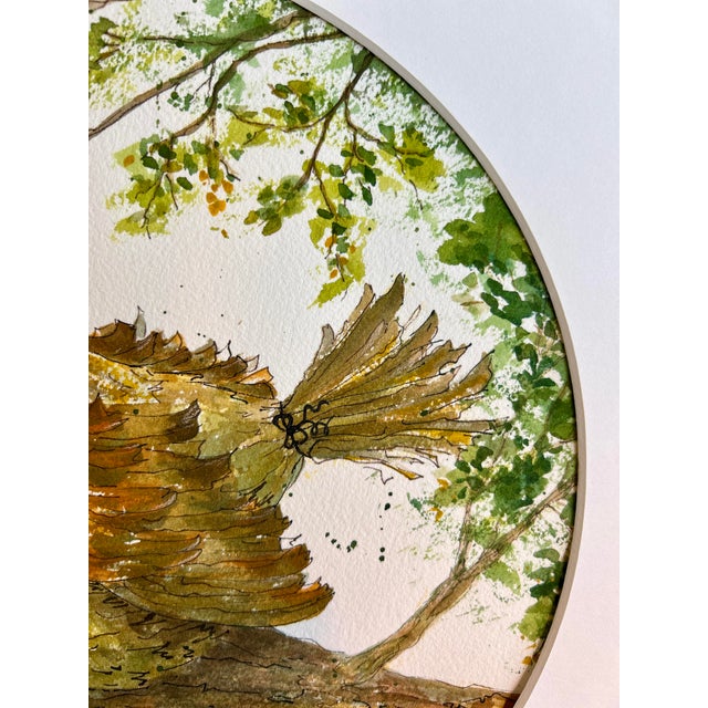 Illustration Watercolor Painting Poofy Bird Giclee Print For Sale - Image 3 of 6