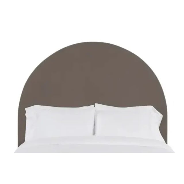 Poppy California King Headboard, Mushroom Velvet For Sale