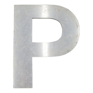 Vintage 11.875 In. Aluminum Sign Letter P For Sale