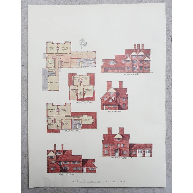 1900 - 1909 Original Vintage Prints of Architectural Drawings. 1906, Set of 8 For Sale - Image 5 of 10
