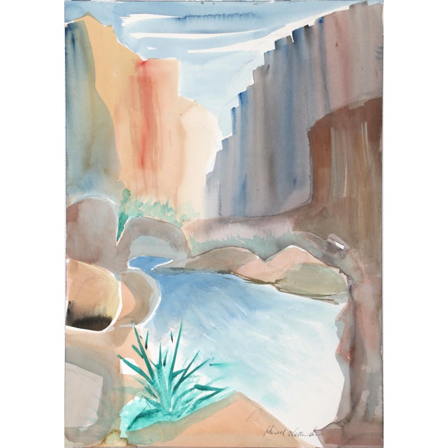 1980s Harold Wallerstein - Canyon Landscape Watercolor on Paper For Sale - Image 5 of 5