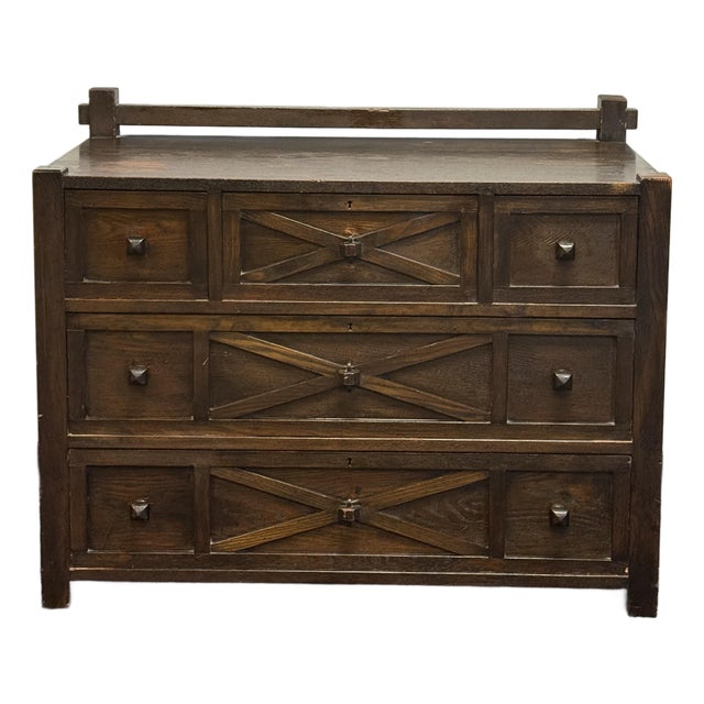 Early 20th Century Solid Oak Mission Style Chest For Sale
