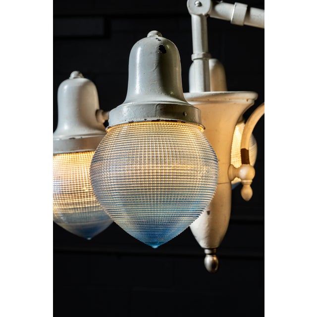 Cream Antique Harry J. Bosworth Dental Lamp With Holophane Shades For Sale - Image 8 of 11