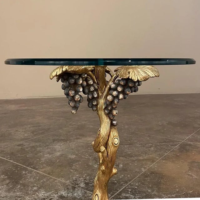 Mid-Century Carved Giltwood and Glass Lamp Table For Sale In Dallas - Image 6 of 13