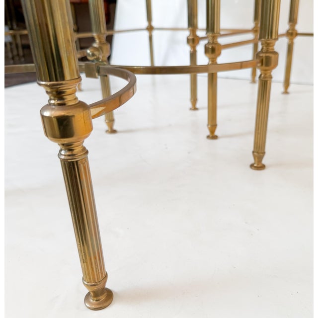 French Nesting Tables of Brass With Smoked Glass For Sale - Image 12 of 18