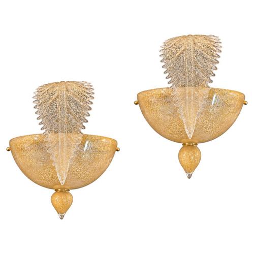 Golden Murano Glass Wall Sconces by La Murrina, 1990, Set of 2 For Sale - Image 11 of 11