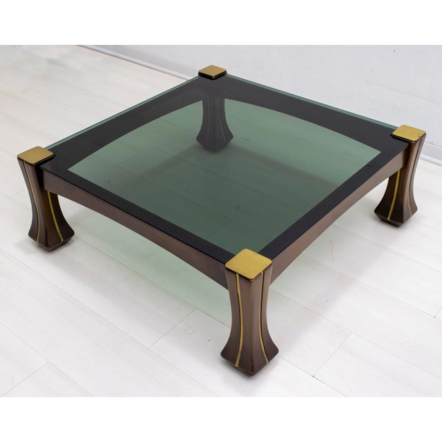 Mid-Century Modern Italian Walnut and Brass Coffee Table, 1970s For Sale - Image 10 of 10