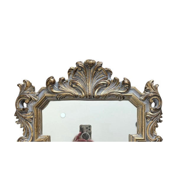 Vintage Mirror Rococo Gilded Gold Wood 24x17” Ornate Baroque Style For Sale - Image 4 of 5