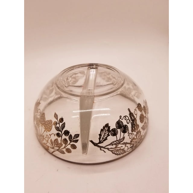 Mid-Century Modern 1950s Vintage Silver City Glass Company Relish Dish, Clear Glass Divided Dish With Silver Floral Overlay For Sale - Image 3 of 4
