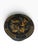 A striking vintage Chinoiserie round side table featuring a black lacquer-style finish, elaborate Asian-inspired landscape...