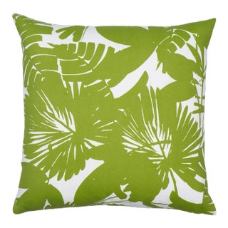 Schumacher x Trina Turk Palisades Palm Print Indoor/Outdoor Pillow 18" in Fern For Sale