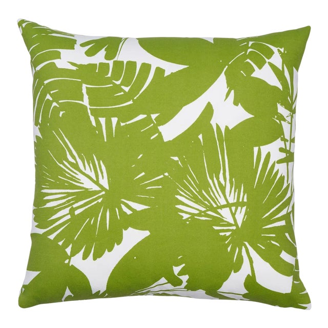 Schumacher x Trina Turk Palisades Palm Print Indoor/Outdoor Pillow 18" in Fern For Sale