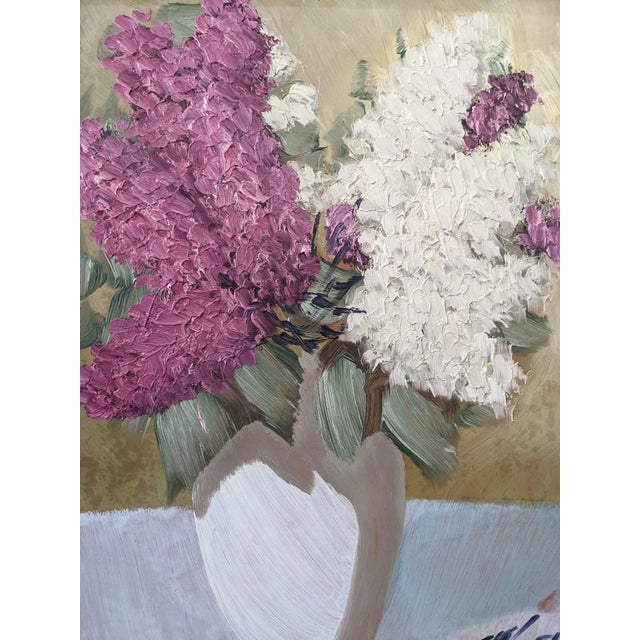Mid-Century Modern Mid-Century Modern Swedish "Hyacinths" Vintage Floral Still Life Oil Painting, Framed For Sale - Image 3 of 9