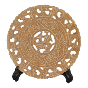 Early 20th Century Chinese Jade Plate Hand Hollow Carved Birds Pattern Xiuyu Jade Plate