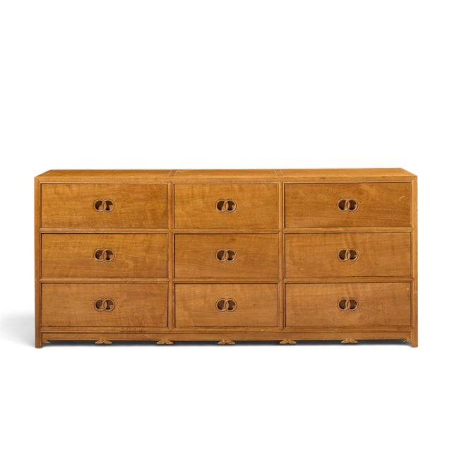Michael Taylor for Baker Mid Century 9 Drawer Mahogany Lowboy Dresser This lowboy measures: 72 wide x 19 deep x 32.5...
