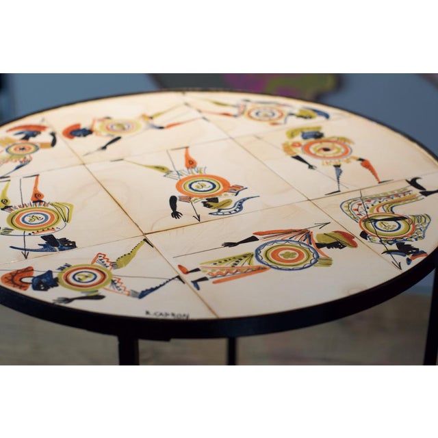 Circular Coffee Table with Warrior Decor by Roger Capron, 1960s For Sale - Image 6 of 11