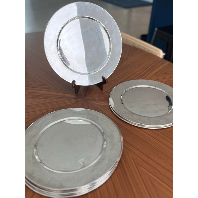 Late 20th Century Vintage Silver Plate Pantry Charger Plate Set-10 Pieces For Sale - Image 5 of 8