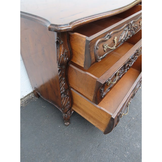 French Heavy Carved Large Nightstands Commodes Small Dressers Chests a Pair 6459 For Sale - Image 4 of 18