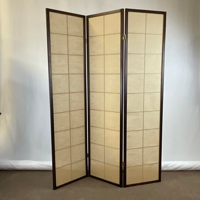 MidCentury Modern Bohemian Room Divider 3Panel Screen With Grids