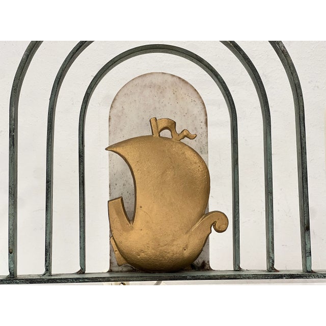 Large Art Deco Green Cast Iron Ship Table Lamp, 1930s For Sale - Image 7 of 13