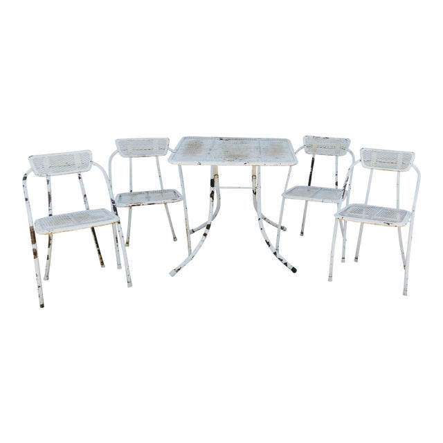Mid Century Modern Metal Patio Furniture Set Of 5 Chairish