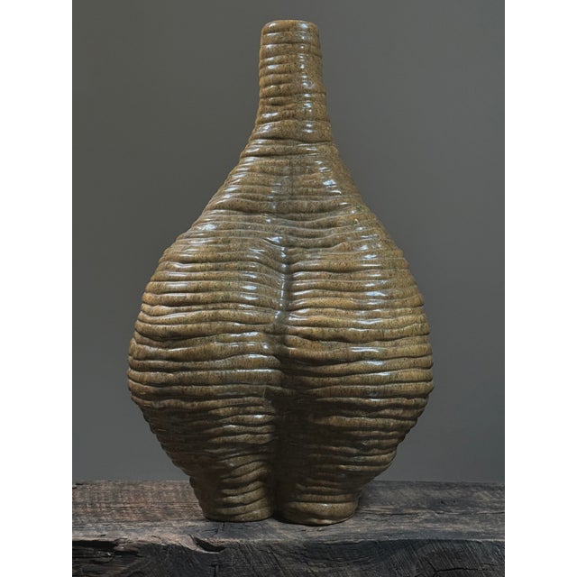 Monumental Surrealist Hand Coiled Glazed Ceramic Vessel For Sale - Image 4 of 11