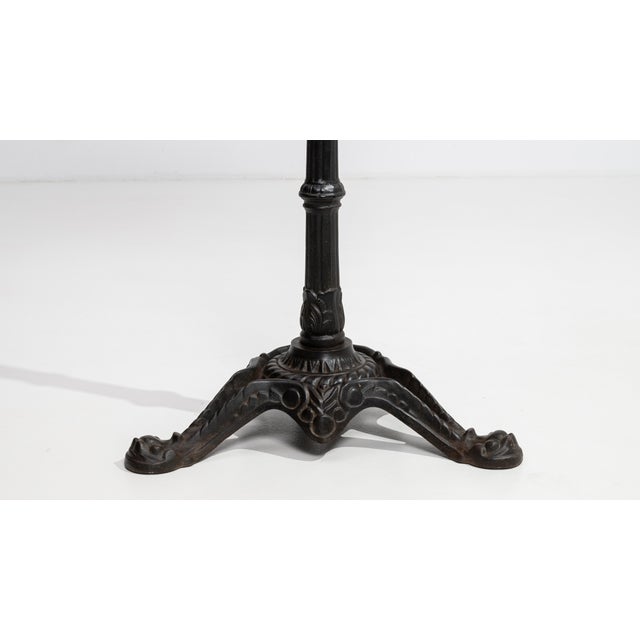 Silver Mid 20th Century Cast Iron Bistro Table With Oak Top For Sale - Image 8 of 8