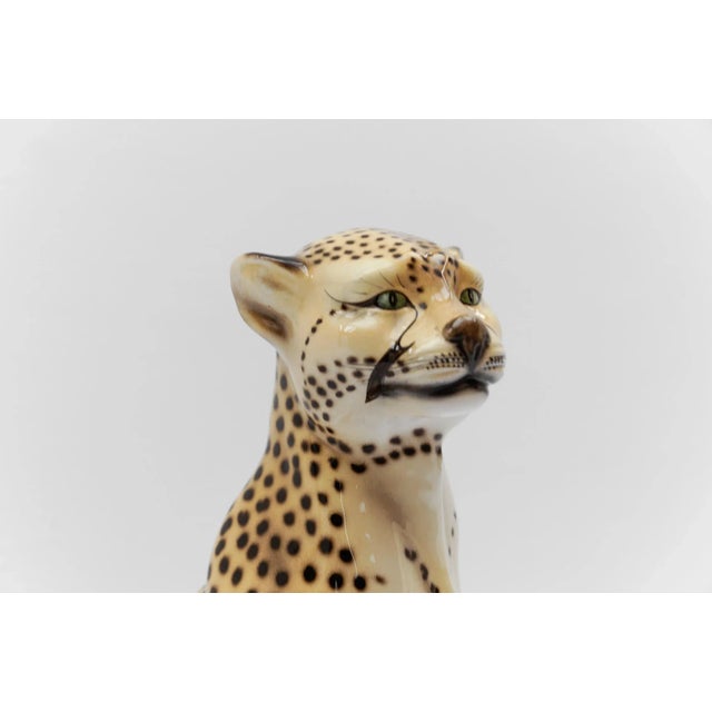 Mid-Century Modern Italian Leopard Figurine in Ceramic, 1960s For Sale - Image 3 of 11