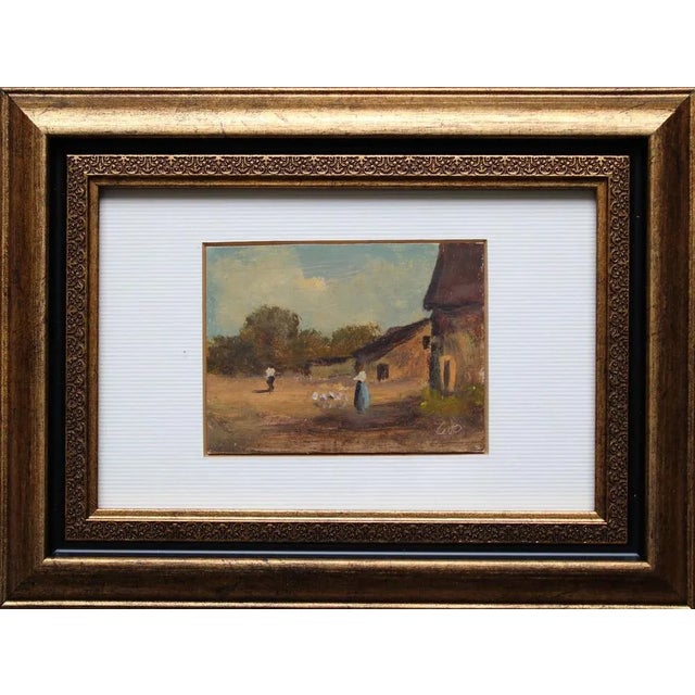 Antonio Leto, In the Yard, Oil on Board, 1890s, in Good conditions. Designed 1890 to 1919 This piece is attributed to the...