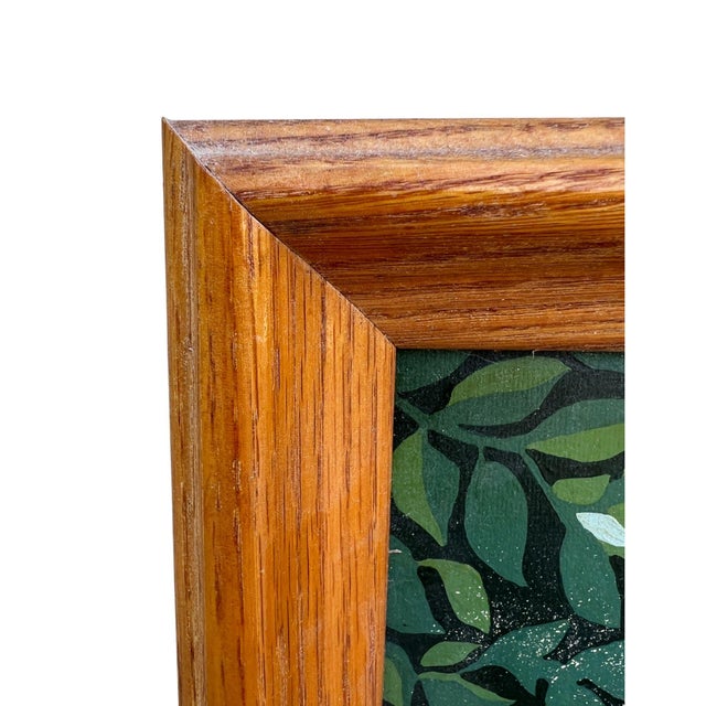 Wood Vintage Folk Art Style Painting, Mare and Foal in Oak Frame For Sale - Image 7 of 9