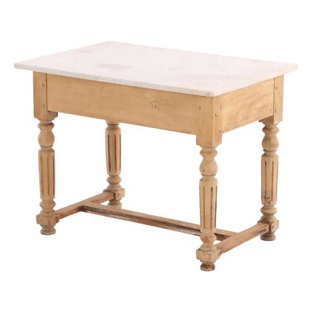 A French Beech Marble Top Table, C. 1890. For Sale
