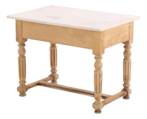 A French Beech Marble Top Table, C. 1890.
