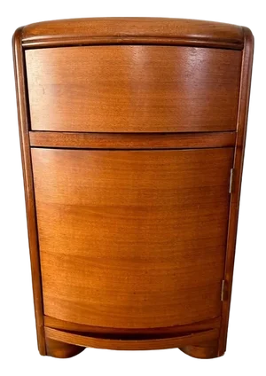 American Streamline Moderne Demilune Nightstand With Drawer and Cabinet, C. 1930s–40s