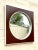 Fantastic vintage Contemporary wall mirror. Beautiful wood frame with a circle in the square design. Brushed chrome frame....