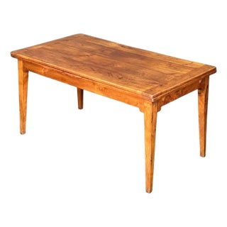 Large French Farm Table of Cherry Wood With Two Draw Leaves For Sale