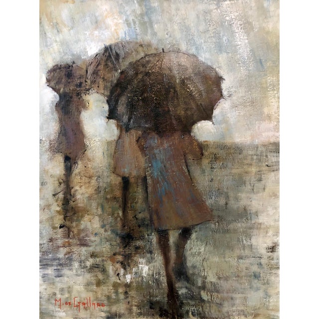 Michel De Gallard, French Expressionist School of Paris Oil Painting Women with Umbrellas Rainy Day, mid 20th C For Sale - Image 13 of 13