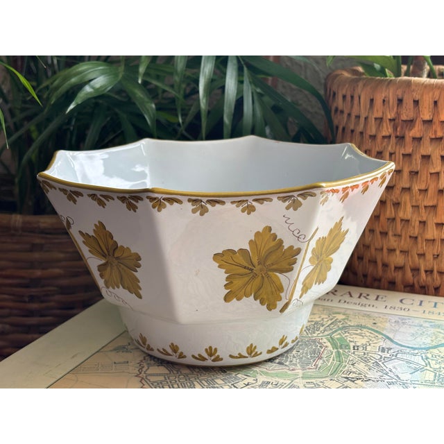 Late 20th century Italian bowl with grape leaf motif. Lovely with a bowl of oranges or avocados.