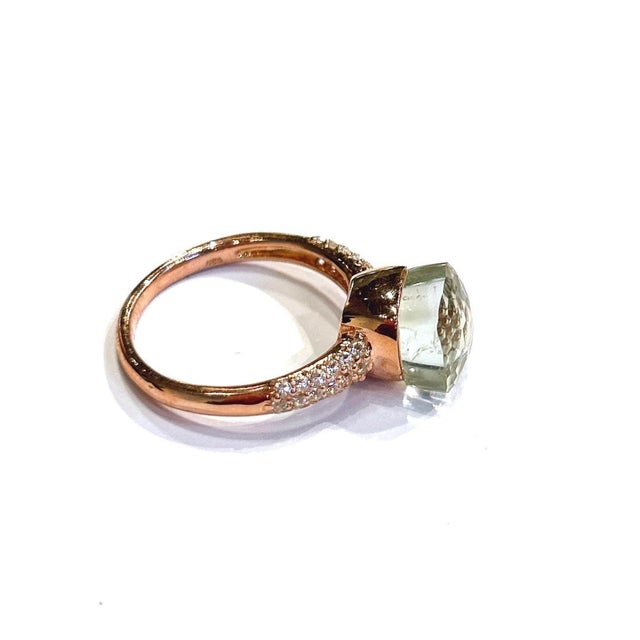 Bochic “Capri” Vintage Lemon Topaz & Diamond Classic Italian Ring - 18K Gold For Sale In New York - Image 6 of 8