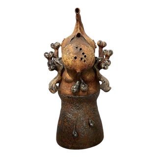 Yves Rhaye, Anthropomorphic Sculpture in Glazed Ceramic, 1970s, Glazed Ceramic For Sale